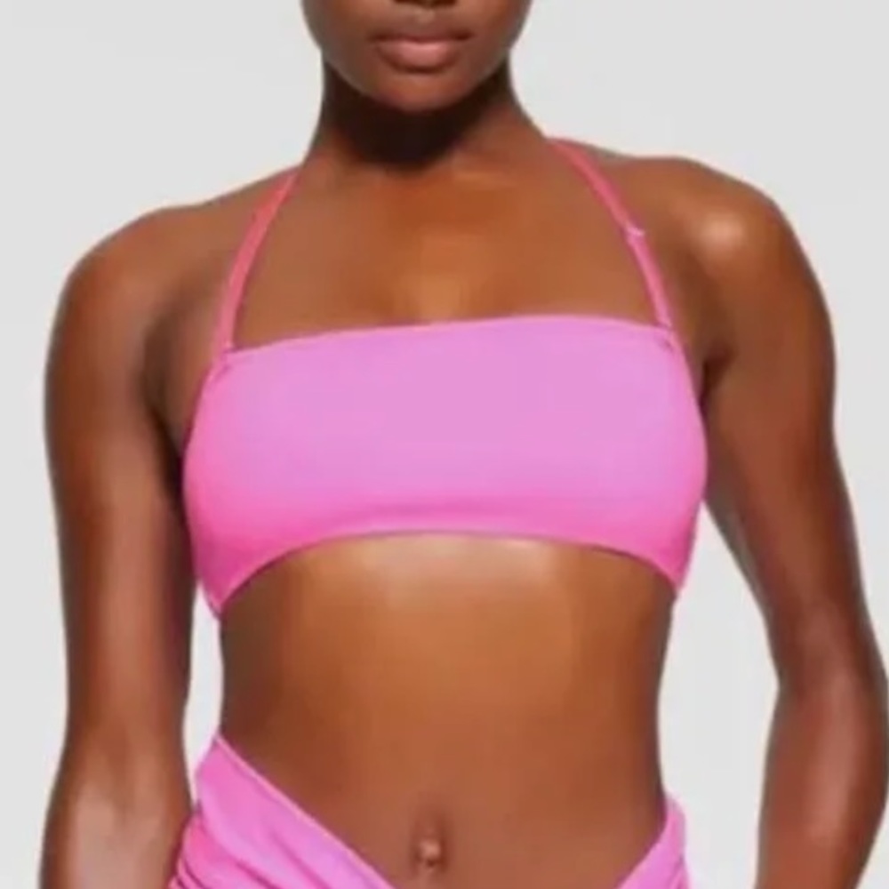 Skims signature swim bandeau bikini top in Taffy pink nwt small